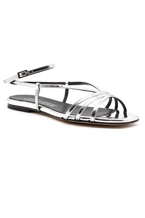 Silver metallic leather flat sandals JULIE DEE | ME601ARGENTO